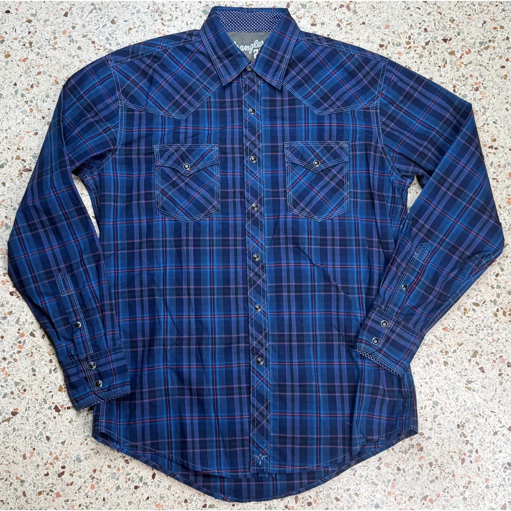 Wrangler 20X Men's Snap Button Long Sleeve Plaid Shirt Size Medium